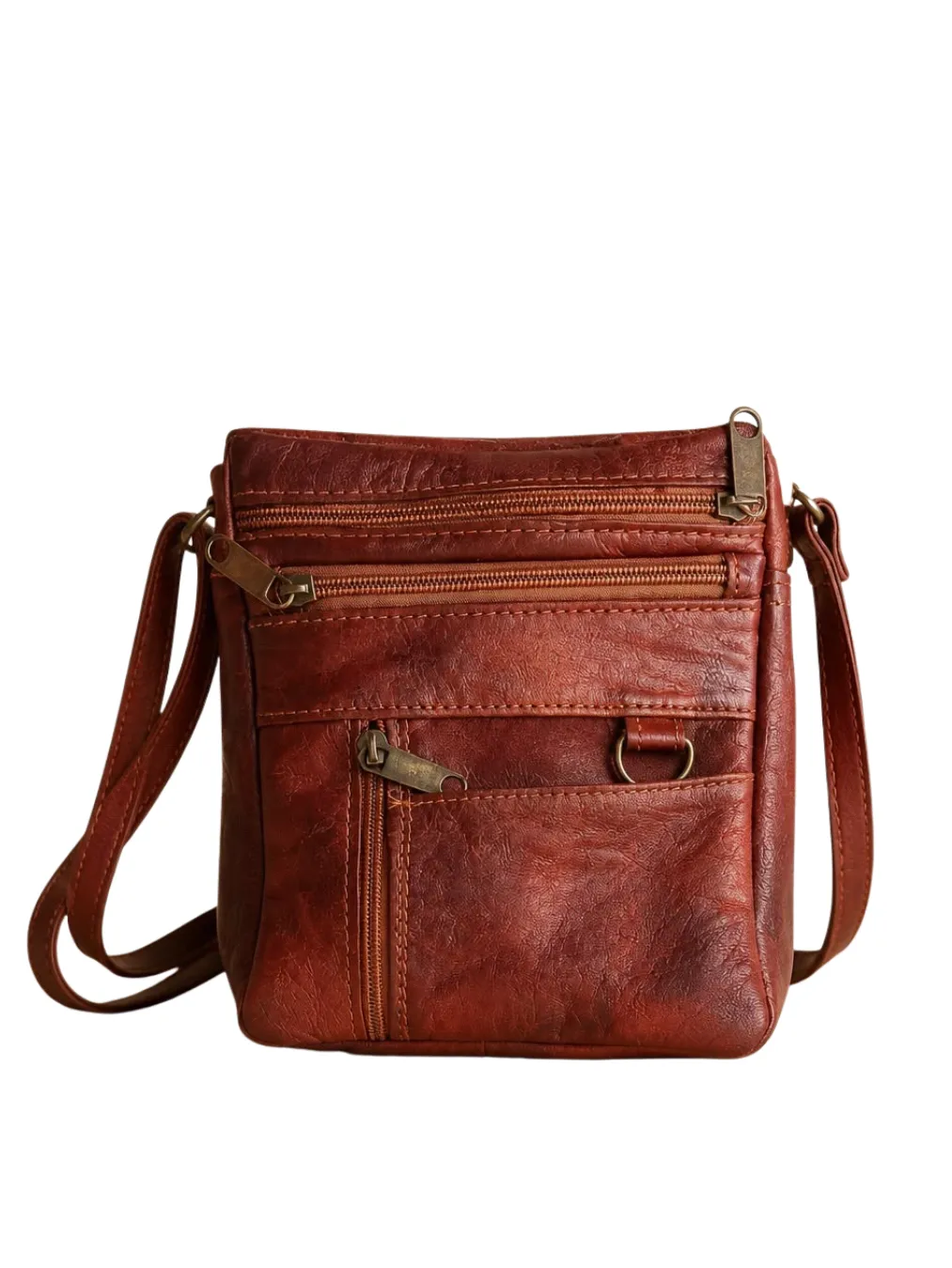 Vintage Leather Organizer Crossbody Bag